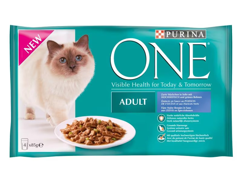 Purina ONE Nassfutter Adult Ozeanfisch, 4x85g
