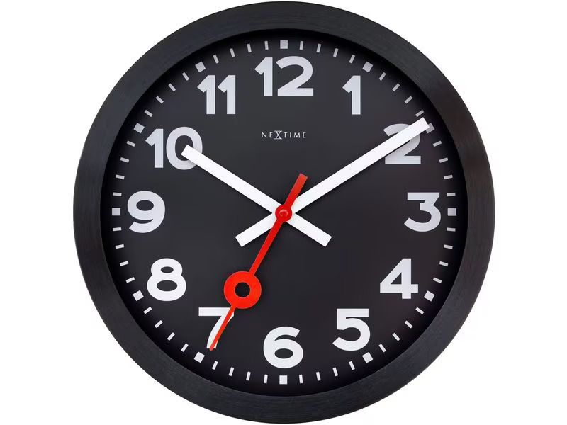 NeXtime Wanduhr Station Ø 35 cm, Schwarz