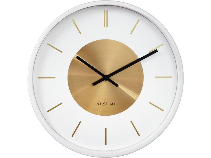NeXtime Wanduhr Retro II Ø 25 cm, Gold/Weiss