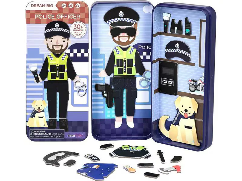 mierEdu Kinderspiel Reise-Magnetspielbox – Polizist