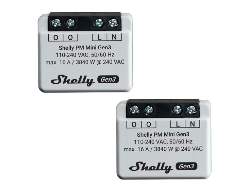 Shelly WLAN-Schaltaktor PM Gen3, 2 Stück