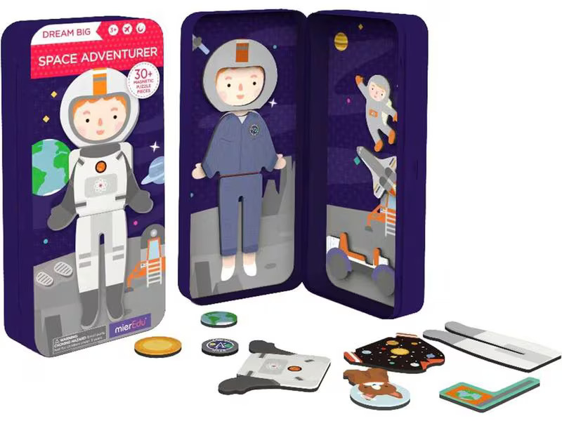 mierEdu Kinderspiel Reise-Magnetspielbox – Astronaut