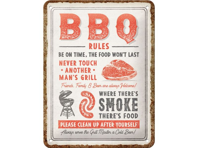 Nostalgic Art Schild BBQ Rules 15 x 20 cm, Metall