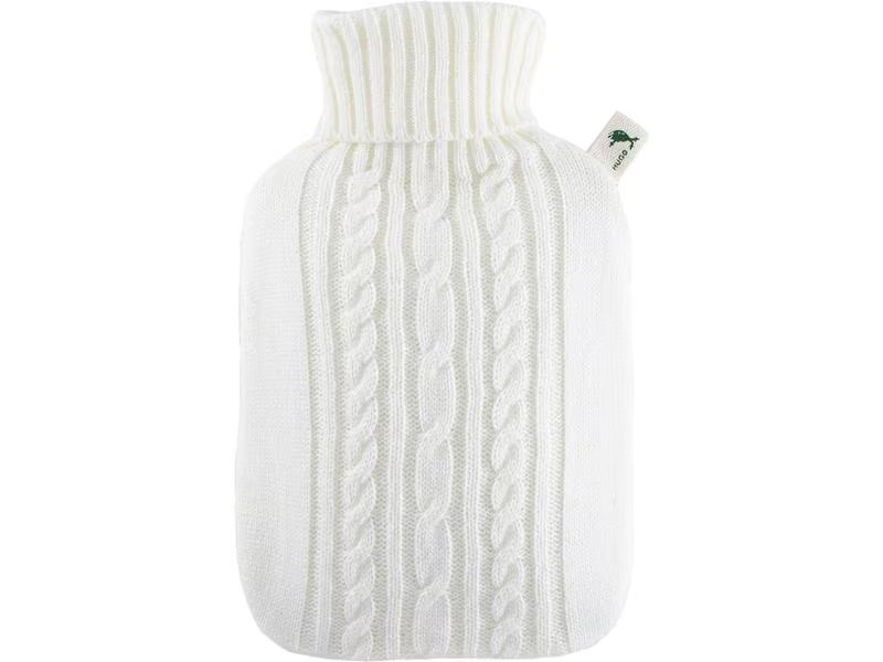 Hugo Frosch Wärmflasche PVC Strickbezug weiss 1.8 l