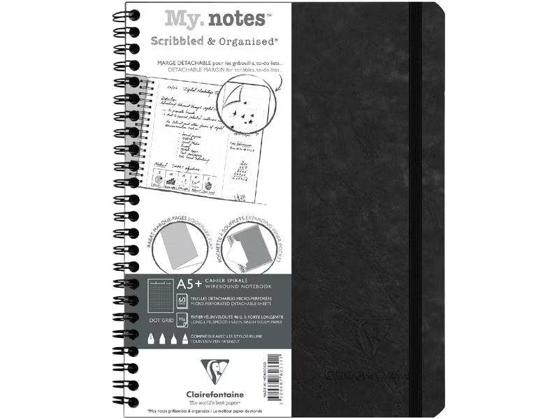 Clairefontaine Notizbuch AgeBag A5+, dotted, Schwarz
