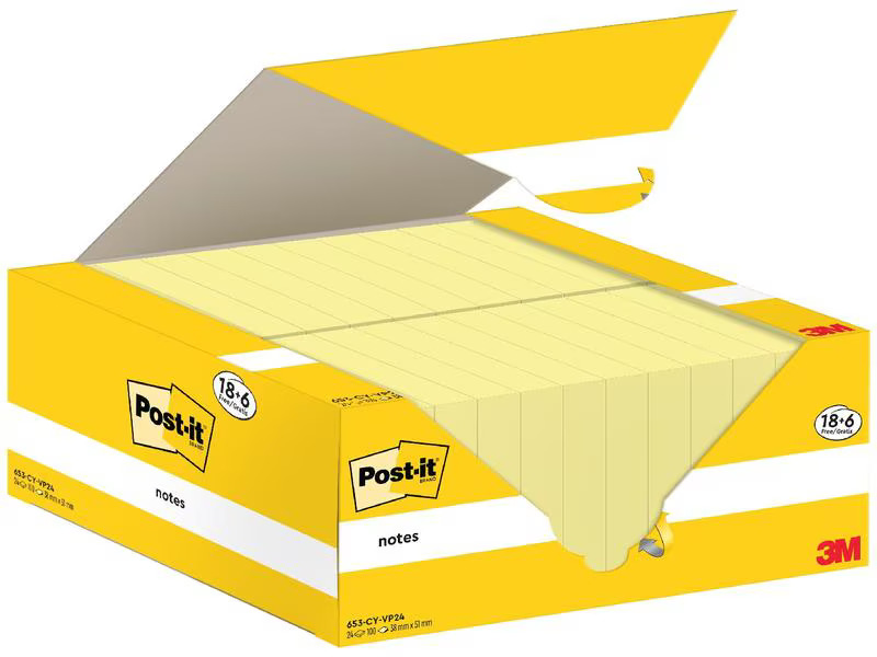 Post-it Notizzettel 3M, 38 x 51 mm, 18+6 Blöcke, Gelb