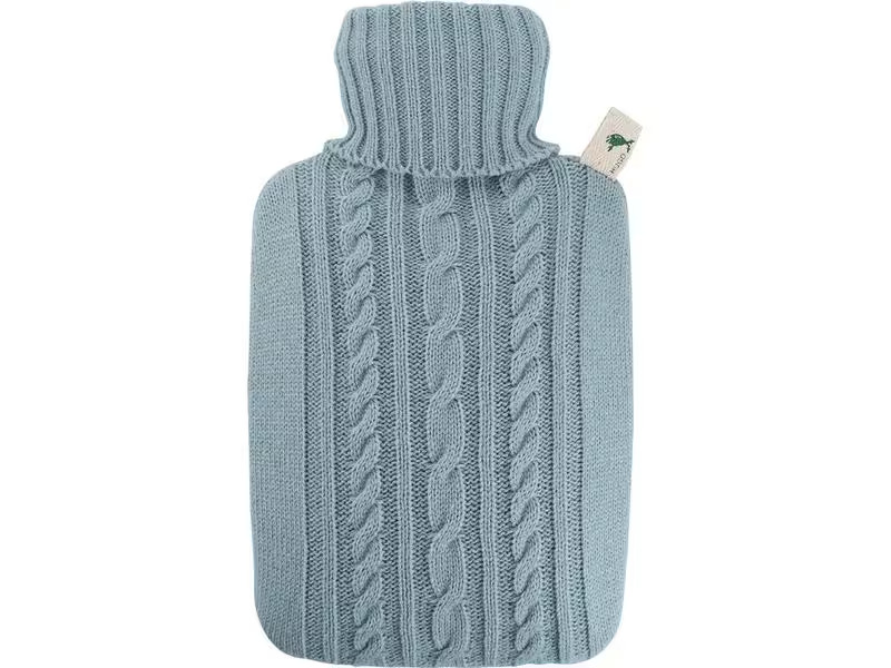 Hugo Frosch Wärmflasche PVC Strickbezug pastellblau 1.8 l
