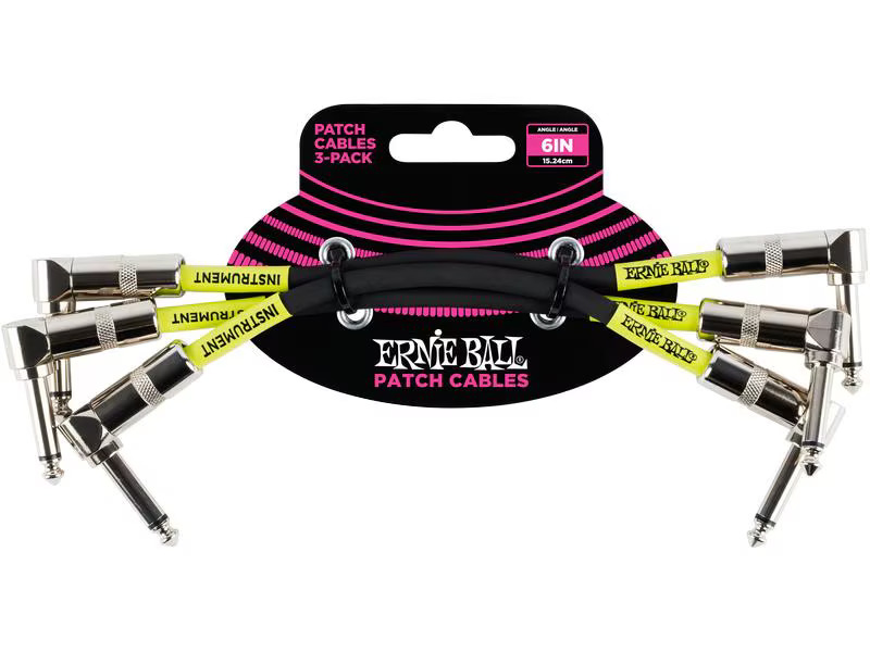 Ernie Ball Patch-Kabel 6050 3er Pack – 0.15 m, Schwarz
