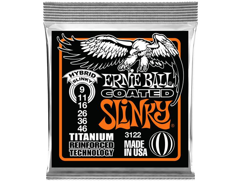 Ernie Ball Gitarrensaiten 3122 Slinky Coated Titanium – Hybrid 09-46