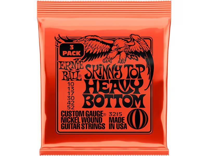 Ernie Ball Gitarrensaiten 3215 Skinny Top Heavy BS – 10-52, 3er Pack
