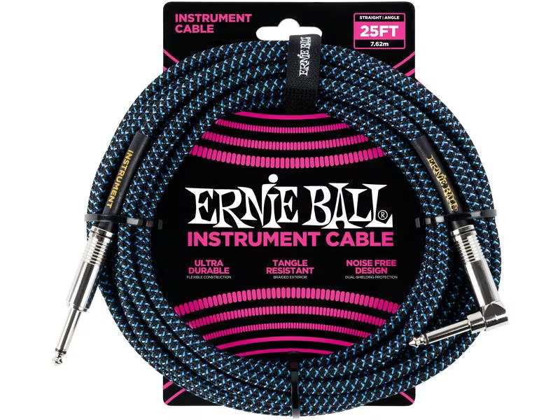 Ernie Ball Instrumentenkabel 6060 – 7.62 m, Blau/Schwarz