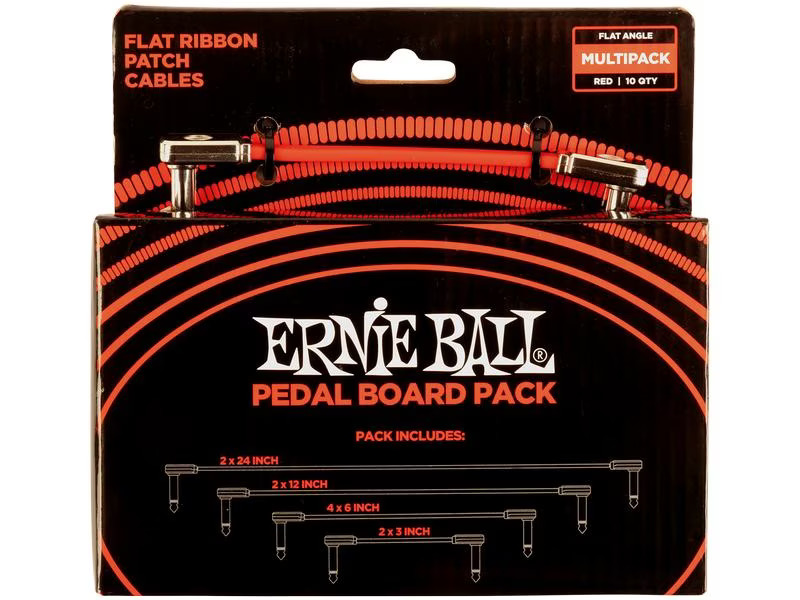 Ernie Ball Patch-Kabel 6404 Flat Ribbon, Multipack – 10 Stück, Rot