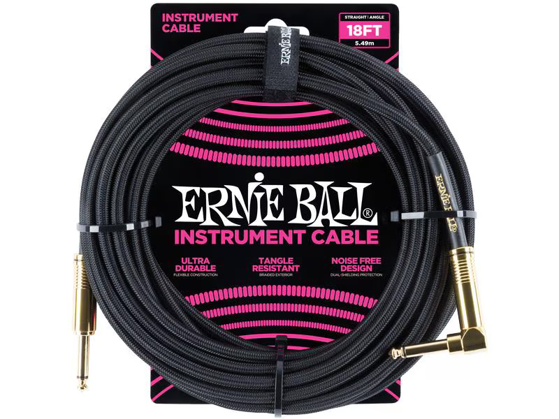 Ernie Ball Instrumentenkabel 6086 – 5.49 m, Schwarz
