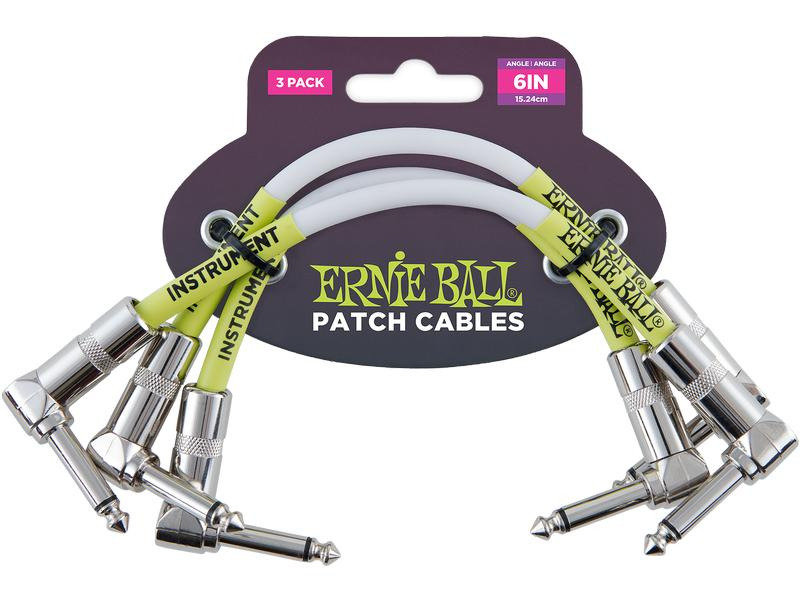 Ernie Ball Patch-Kabel 6051 3er Pack – 0.15 m, Weiss