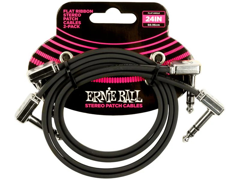 Ernie Ball Patch-Kabel 6406 Flat Ribbon, 2er Pack – 0.61 m, Schwarz
