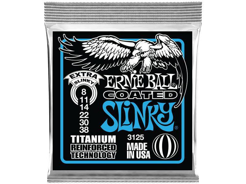 Ernie Ball Gitarrensaiten 3125 Slinky Coated Titanium – Extra 08-38