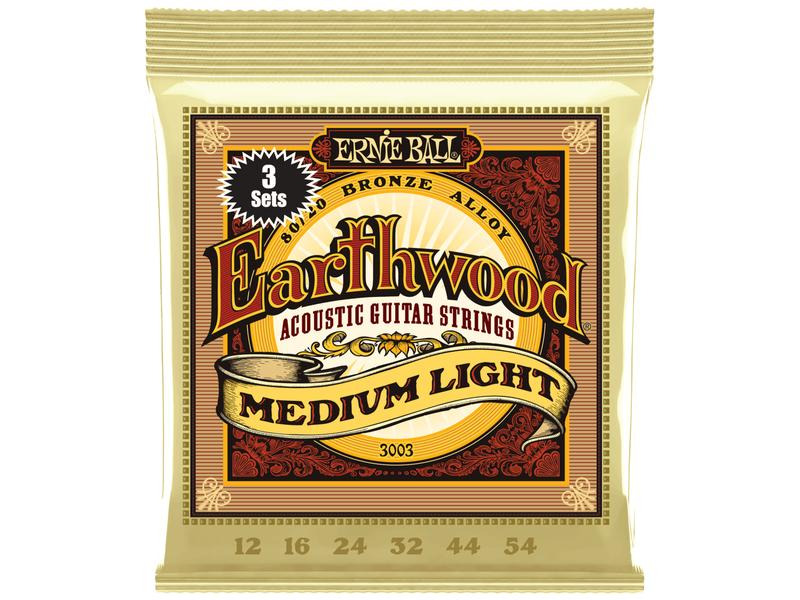 Ernie Ball Gitarrensaiten 3003 Earthwood Bronze 3er-Pack – ML 12-54