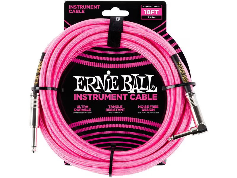 Ernie Ball Instrumentenkabel 6083 – 5.49 m, Neonpink