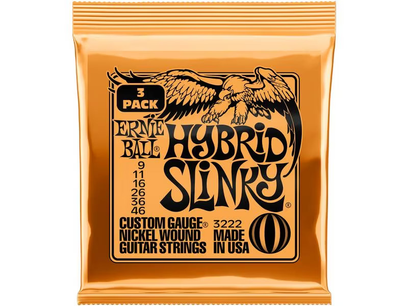 Ernie Ball Gitarrensaiten 3222 Slinky Nickel 3er Pack – Hybrid 9 - 46