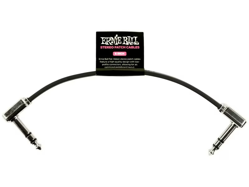Ernie Ball Patch-Kabel 6408 Flat Ribbon – 0.15 m, Schwarz
