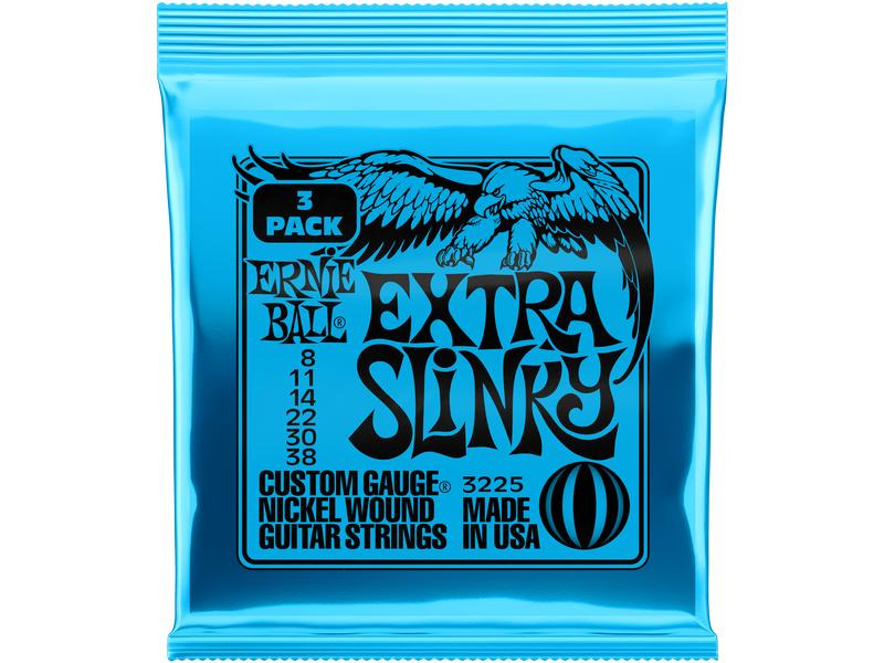 Ernie Ball Gitarrensaiten 3225 Extra Slinky – 8-38, 3er Pack
