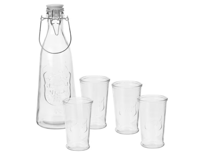 FURBER Karaffe mit 4 Trinkgläsern