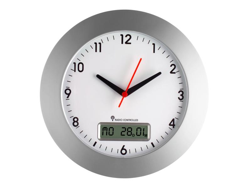 TFA Dostmann Funk-Wanduhr Ø 30 cm, Silber