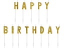 Partydeco Kerze Happy Birthday 2.5 cm, Gold
