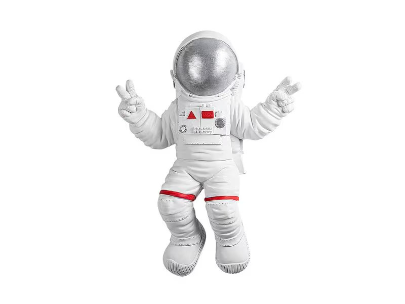 Wallxpert Wanddekoration Astronaut 35 x 48 cm, Silber/Weiss