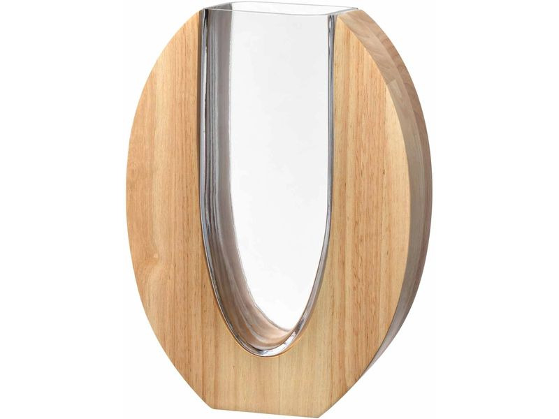 Leonardo Vase Legno 28 cm, Braun/Transparent