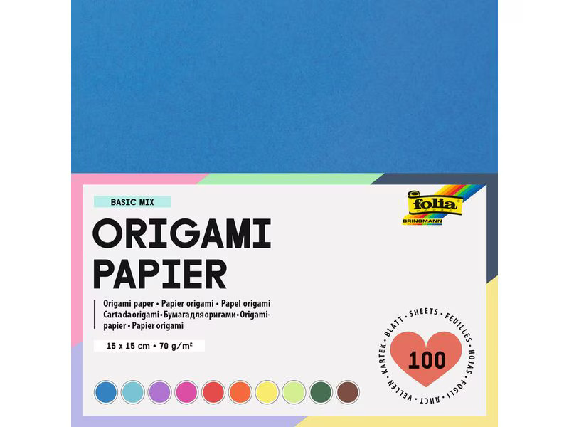 Folia Faltblätter Origami 15 x 15 cm, 70 g/m², Mehrfarbig
