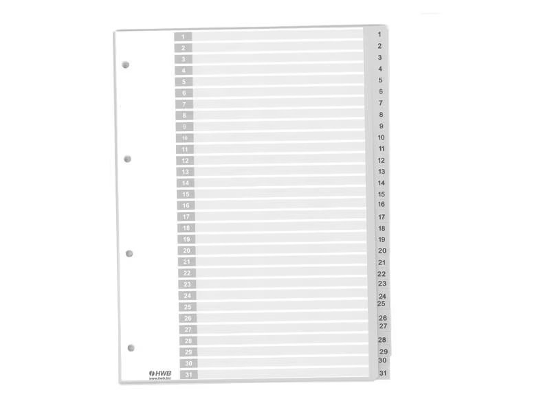 HWB Register A4, PP 1-31, 25 Stück