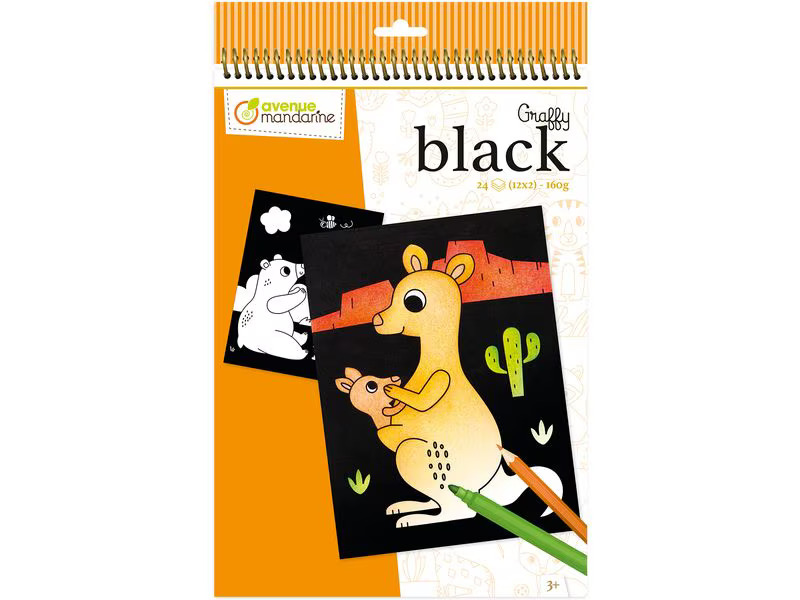 Avenue Mandarine Zeichenblock Graffy Black Tiere