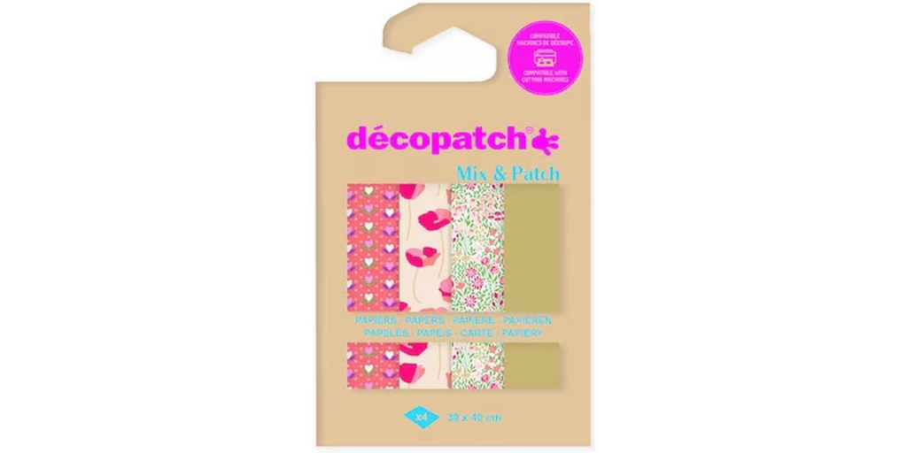 décopatch Bastelpapier 30 x 40 cm, 4 Blatt