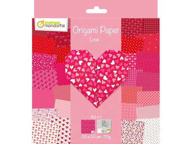 Avenue Mandarine Faltblätter Origami Love 60 Blatt, 20 x 20 cm
