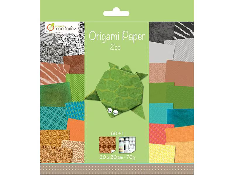 Avenue Mandarine Faltblätter Origami Papier Zoo 60 Blatt, 20 x 20 cm