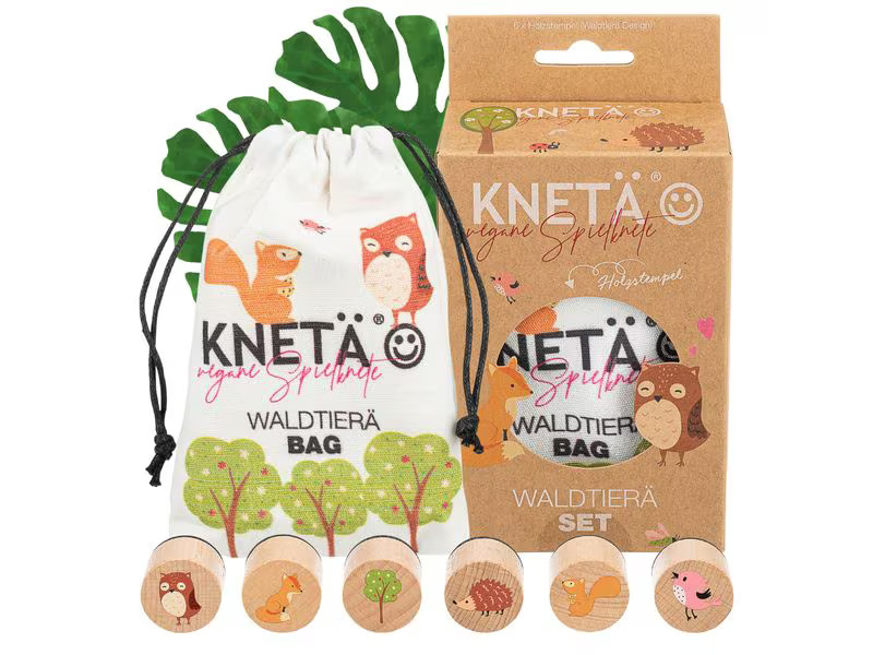 KNETÄ Modellierwerkzeug Holzstempel Set – Waldtiere
