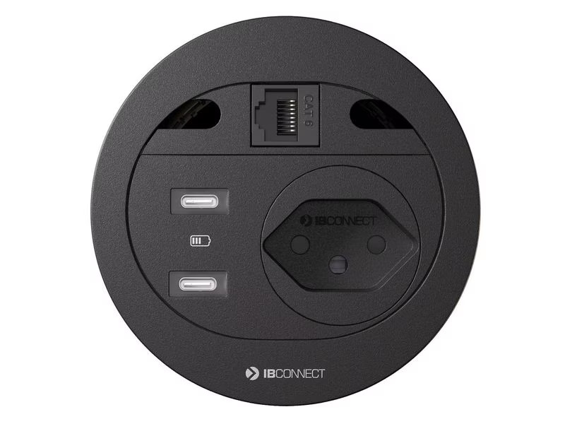 Max Hauri Steckdoseneinheit DIVUS T13, 2x USB-C, RJ-45 Schwarz