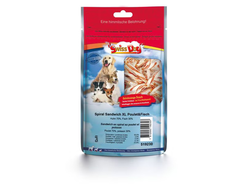SwissDog Leckerli Spiral Sandwich XL Chicken &amp; Fish 100 g