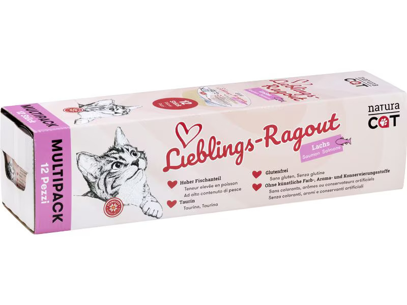 naturaCat Nassfutter Lieblings-Ragout Lachs, 12 x 85 g