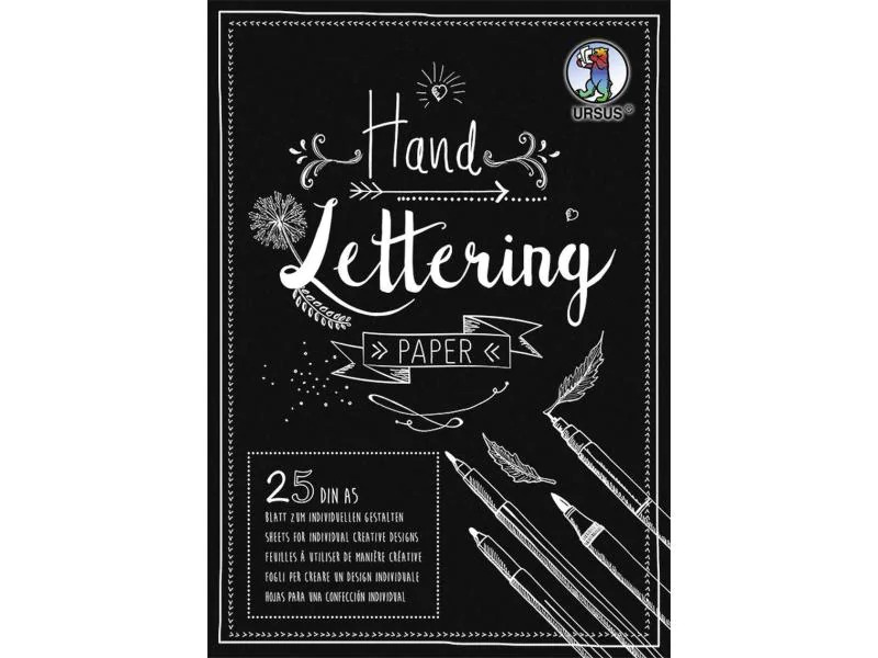 URSUS Zeichenblock Handlettering  A5, 210 g/m², 25 Blatt, Schwarz