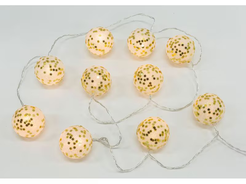Dameco LED-Lichterkette Kugel, 10 Lampen, 150 cm, Gold