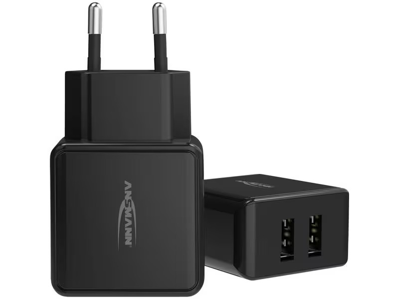 Ansmann USB-Wandladegerät Home Charger HC212, 12W, 2x USB, Schwarz