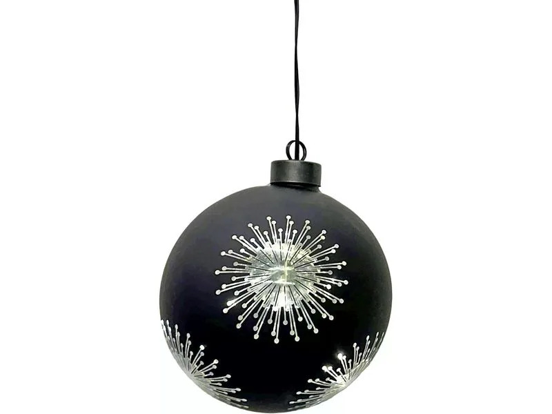 Dameco Weihnachtskugel 8 LEDs, Ø 12 cm, Schwarz