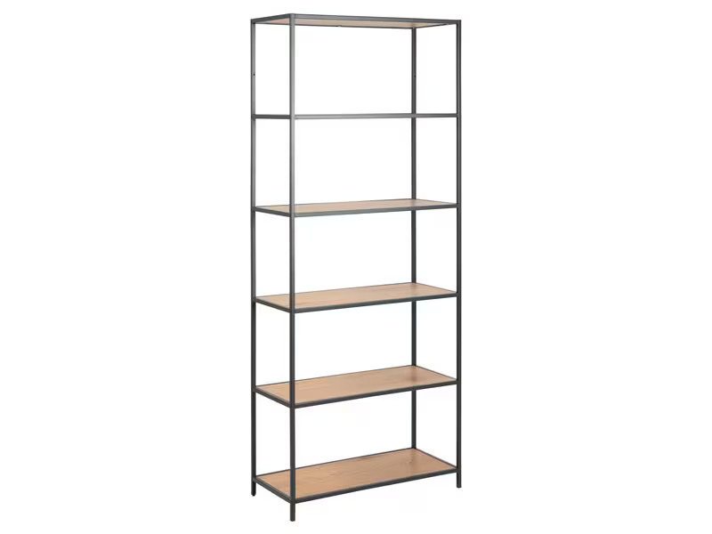 AC Design Regal Seaford 77 x 35 x 185 cm, Eiche/Schwarz matt