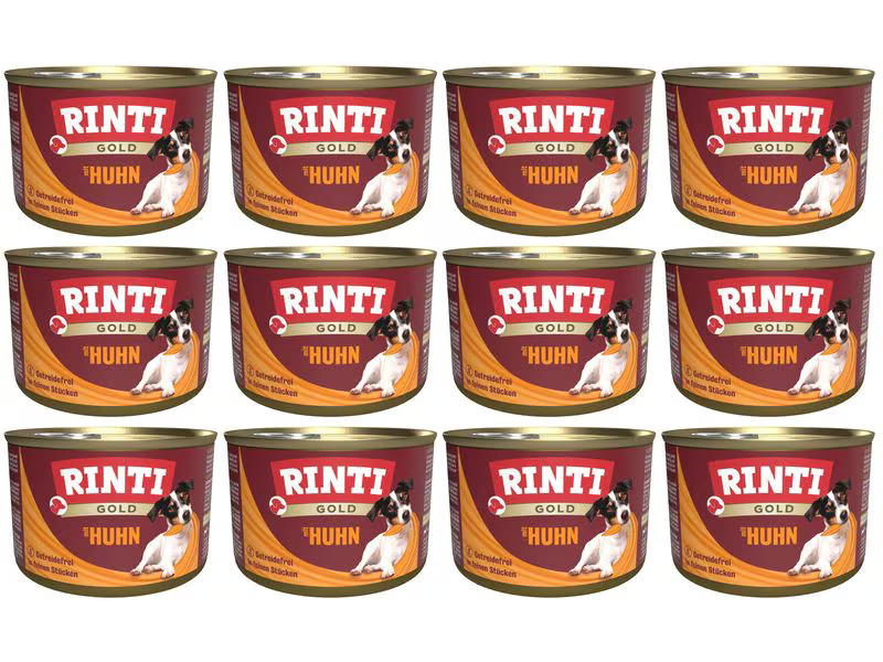 Rinti Nassfutter Dose Gold mit Huhn, 12 x 185 g