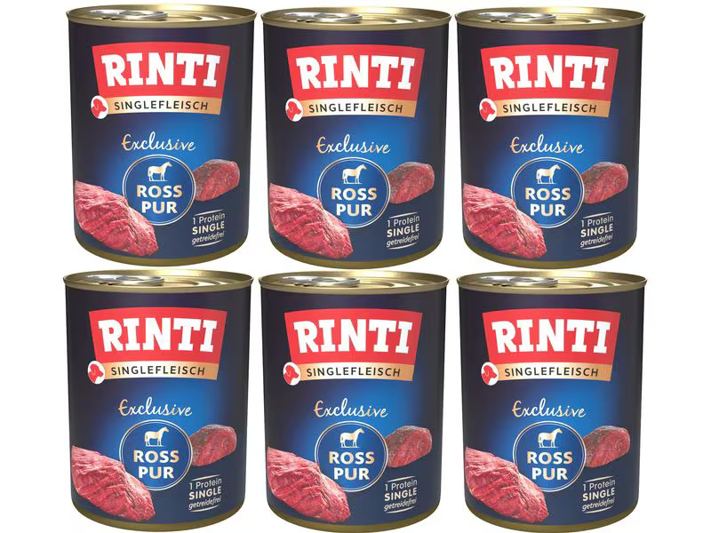 Rinti Nassfutter Singlefleisch Exclusive Ross Pur, 6 x 800 g