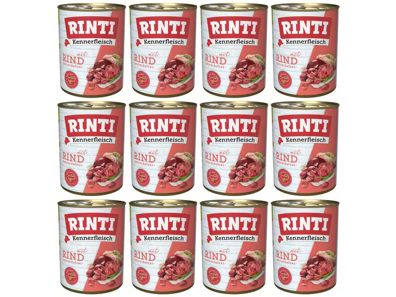 Rinti Nassfutter Kennerfleisch pur Dose Rind, 12 x 800 g
