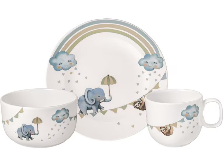 Villeroy &amp; Boch Kindergeschirrset Walk Elephant 3-teilig, Hellblau