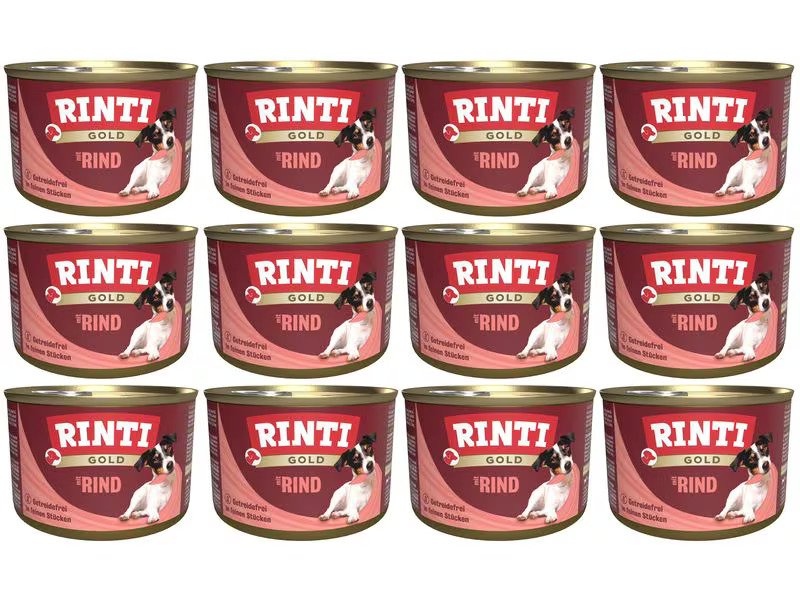 Rinti Nassfutter Dose Gold mit Rind, 12 x 185 g